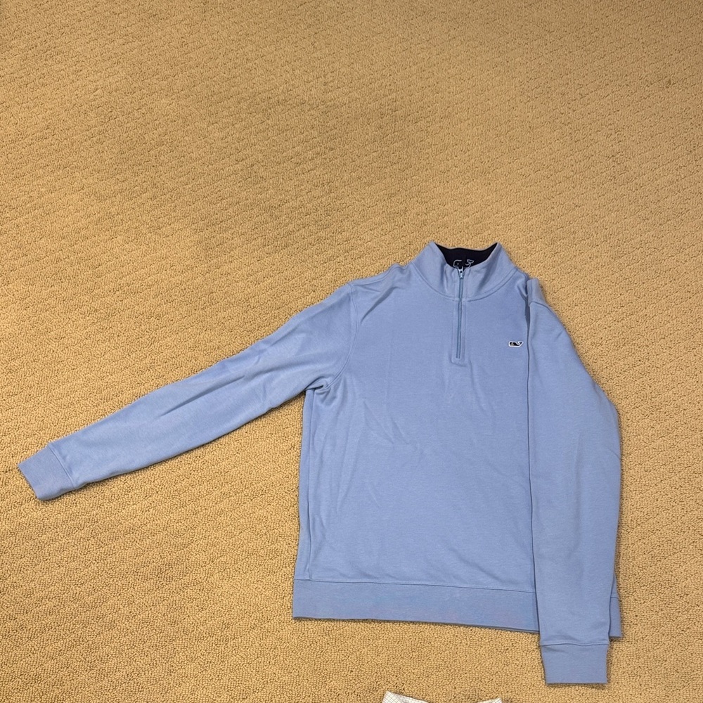 Vineyard Vines Young Men's Sky Blue Quarter Zip-Up Sweater